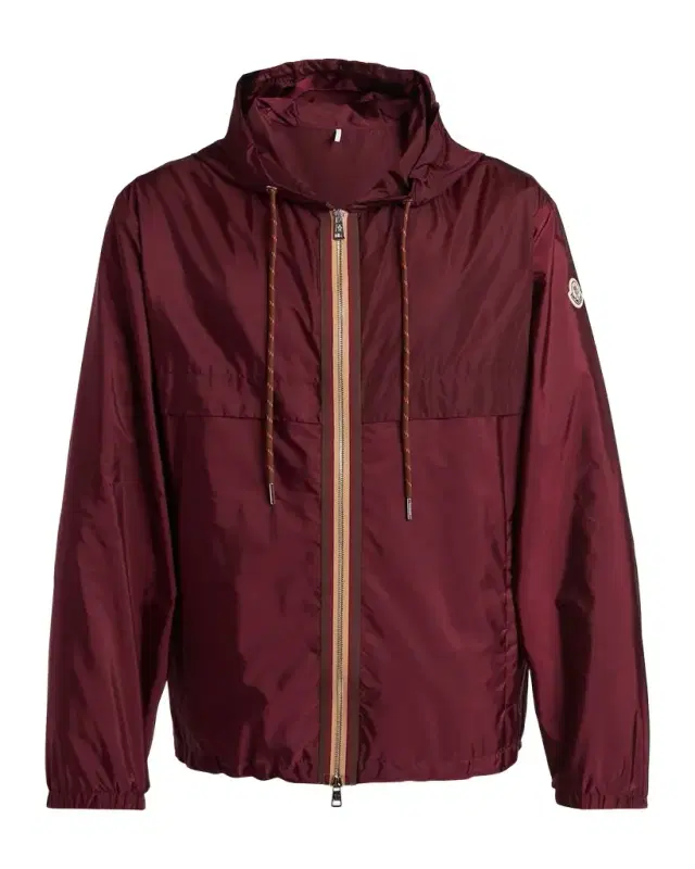Moncler Men 's Nidge Grosgrain-Trim Nylon Hooded Full-Zip Jacket