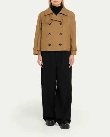 Max Mara Short Water-Repellent Twill Trench Coat | Thumbnail 7