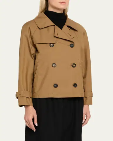 Max Mara Short Water-Repellent Twill Trench Coat | Thumbnail 9