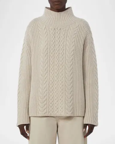 Max Mara Miele Wool Cable Knit Turtleneck Sweater | Thumbnail 3 Max Mara Miele Wool Cable Knit Turtleneck Sweater | Thumbnail 3