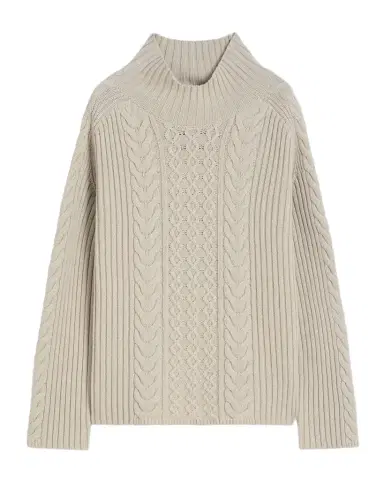 Max Mara Miele Wool Cable Knit Turtleneck Sweater | Thumbnail 1 Max Mara Miele Wool Cable Knit Turtleneck Sweater | Thumbnail 1