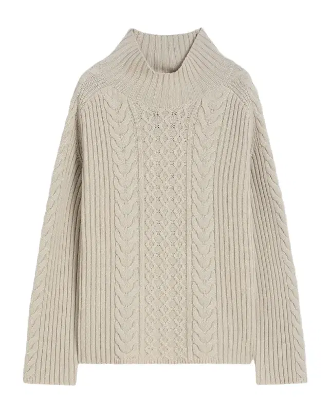 Miele Wool Cable Knit Turtleneck Sweater