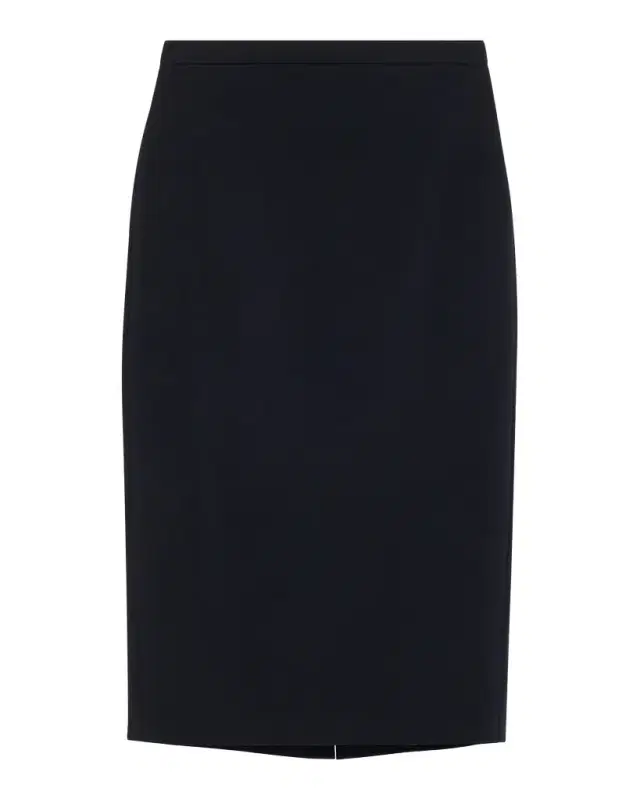 Stretch Wool Midi Pencil Skirt