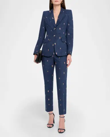 Maison Common Abstract Jacquard Signature Straight-Leg Ankle Trousers | Thumbnail 2 Maison Common Abstract Jacquard Signature Straight-Leg Ankle Trousers | Thumbnail 2