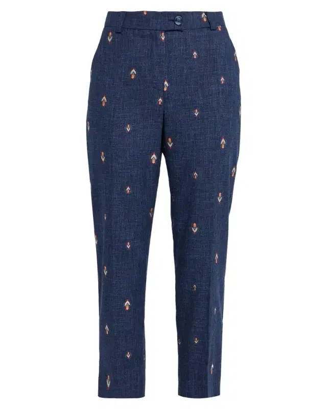 Abstract Jacquard Signature Straight-Leg Ankle Trousers