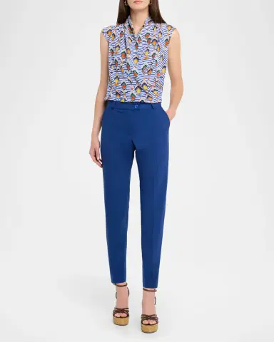 Maison Common Striped Geometric-Print Silk Blouse | Thumbnail 2