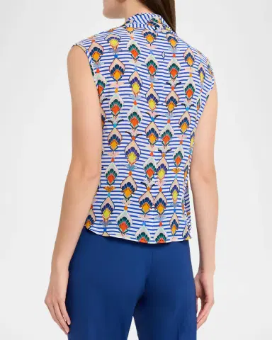Maison Common Striped Geometric-Print Silk Blouse | Thumbnail 3
