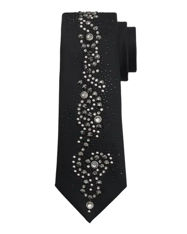 Versace Men 's Wool Blend Medusa Rhinestone-Embellished Tie