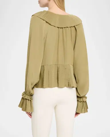 Ramy Brook Jacklyn Pleated Ruffle-Trim Blouse | Thumbnail 3 Ramy Brook Jacklyn Pleated Ruffle-Trim Blouse | Thumbnail 3