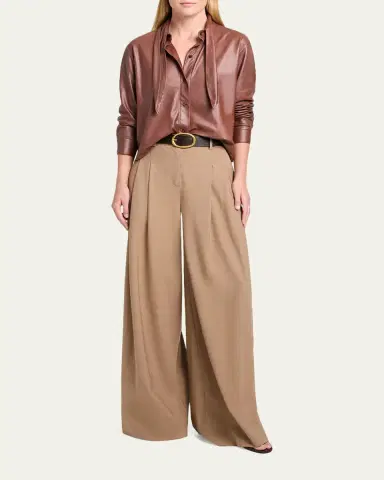 TWP Tie-Neck Leather Shirt | Thumbnail 2 TWP Tie-Neck Leather Shirt | Thumbnail 2