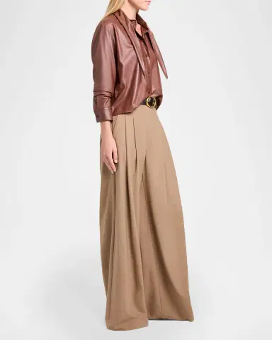 TWP Tie-Neck Leather Shirt | Thumbnail 8 TWP Tie-Neck Leather Shirt | Thumbnail 8