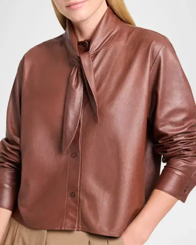 TWP Tie-Neck Leather Shirt | Thumbnail 9 TWP Tie-Neck Leather Shirt | Thumbnail 9