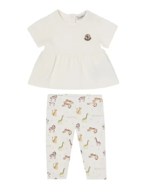 Moncler Girl 's Cotton T-Shirt & Animal-Print Leggings Set, Size 3M-3