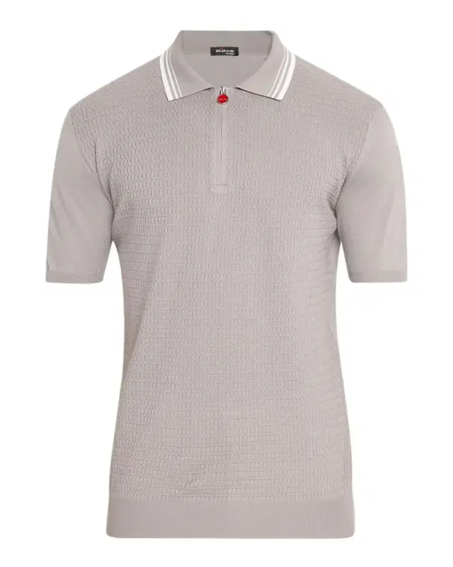 Men's Half-Zip Cotton Textured Polo Sweater
