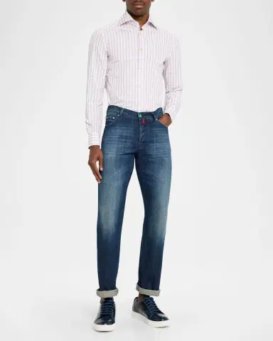 Kiton Men's Cotton Plaid Button-Down Shirt | Thumbnail 2