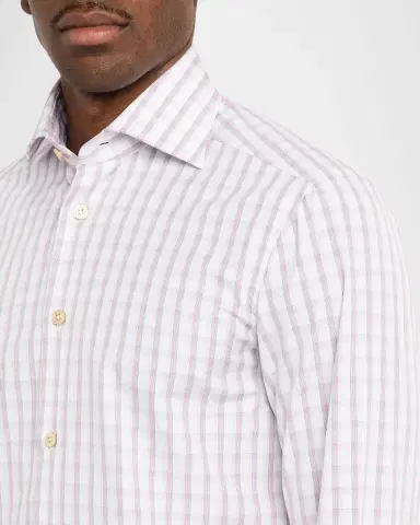 Kiton Men's Cotton Plaid Button-Down Shirt | Thumbnail 5