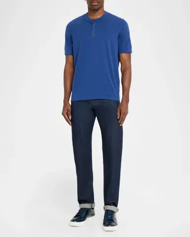 Kiton Men's Cotton Henley T-Shirt | Thumbnail 2