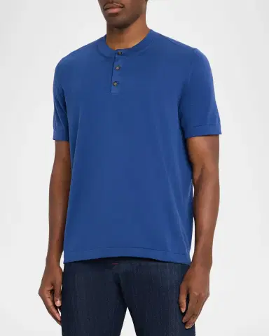 Kiton Men's Cotton Henley T-Shirt | Thumbnail 4