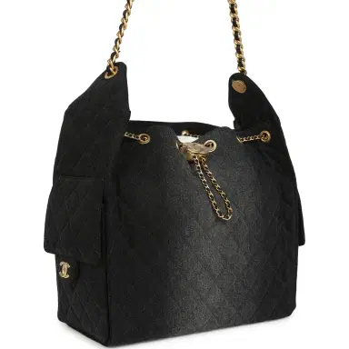 Chanel Chanel Medium 25 Hobo Bag Black Washed Denim Antique Gold Hardware | Thumbnail 2 Chanel Chanel Medium 25 Hobo Bag Black Washed Denim Antique Gold Hardware | Thumbnail 2