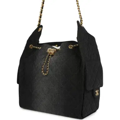 Chanel Chanel Medium 25 Hobo Bag Black Washed Denim Antique Gold Hardware | Thumbnail 3 Chanel Chanel Medium 25 Hobo Bag Black Washed Denim Antique Gold Hardware | Thumbnail 3