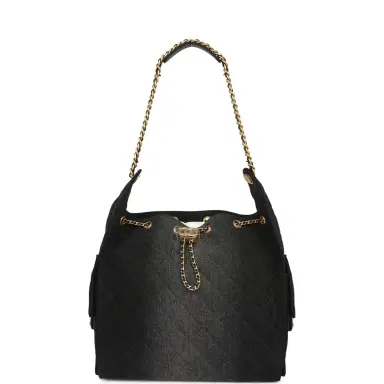 Chanel Chanel Medium 25 Hobo Bag Black Washed Denim Antique Gold Hardware | Thumbnail 6 Chanel Chanel Medium 25 Hobo Bag Black Washed Denim Antique Gold Hardware | Thumbnail 6