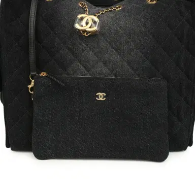 Chanel Chanel Medium 25 Hobo Bag Black Washed Denim Antique Gold Hardware | Thumbnail 8 Chanel Chanel Medium 25 Hobo Bag Black Washed Denim Antique Gold Hardware | Thumbnail 8