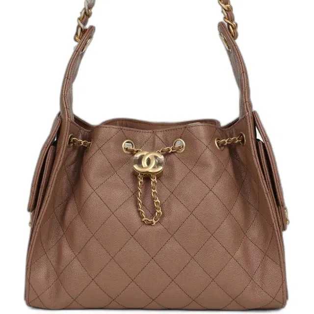 Chanel Small 25 Hobo Bag Brown Caviar Antique Gold Hardware
