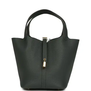 HERMÈS Hermes Picotin Lock 22 Vert Mangrove Clemence Gold Hardware | Thumbnail 1 HERMÈS Hermes Picotin Lock 22 Vert Mangrove Clemence Gold Hardware | Thumbnail 1