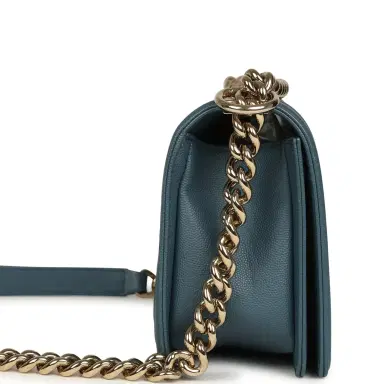 Chanel Pre-owned Chanel Medium Chevron Boy Bag Blue Caviar Light Gold Hardware | Thumbnail 3 Chanel Pre-owned Chanel Medium Chevron Boy Bag Blue Caviar Light Gold Hardware | Thumbnail 3