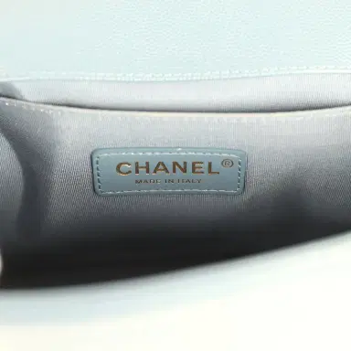 Chanel Pre-owned Chanel Medium Chevron Boy Bag Blue Caviar Light Gold Hardware | Thumbnail 9 Chanel Pre-owned Chanel Medium Chevron Boy Bag Blue Caviar Light Gold Hardware | Thumbnail 9