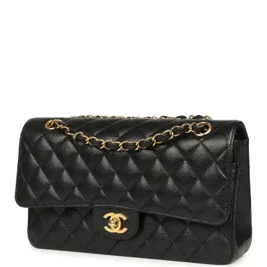Chanel Pre-owned Chanel Medium Classic Double Flap Black Caviar Gold Hardware | Thumbnail 3 Chanel Pre-owned Chanel Medium Classic Double Flap Black Caviar Gold Hardware | Thumbnail 3
