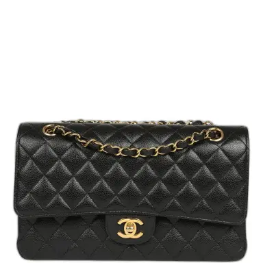 Chanel Pre-owned Chanel Medium Classic Double Flap Black Caviar Gold Hardware | Thumbnail 1 Chanel Pre-owned Chanel Medium Classic Double Flap Black Caviar Gold Hardware | Thumbnail 1