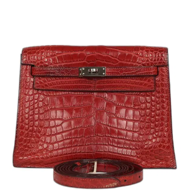 hermes Vintage Hermes Kelly Danse Rouge H Matte Alligator Palladium Hardware