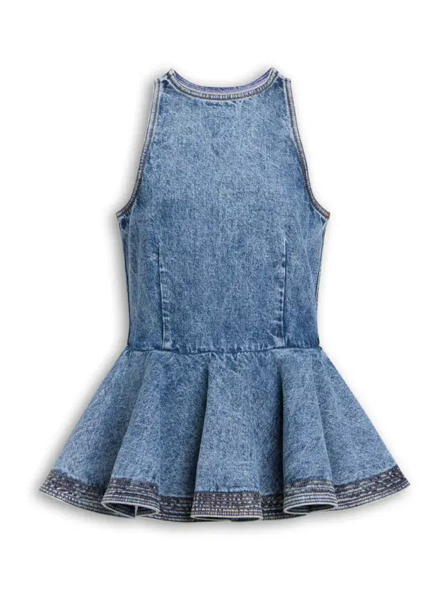 Denim Peplum Top
