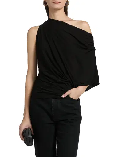 A.L.C. Women's Emi Ruched Off-The-Shoulder T-Shirt - Black | Thumbnail 3 A.L.C. Women's Emi Ruched Off-The-Shoulder T-Shirt - Black | Thumbnail 3