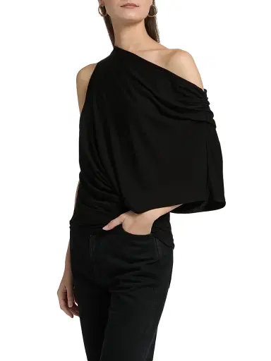 A.L.C. Women's Emi Ruched Off-The-Shoulder T-Shirt - Black | Thumbnail 4 A.L.C. Women's Emi Ruched Off-The-Shoulder T-Shirt - Black | Thumbnail 4