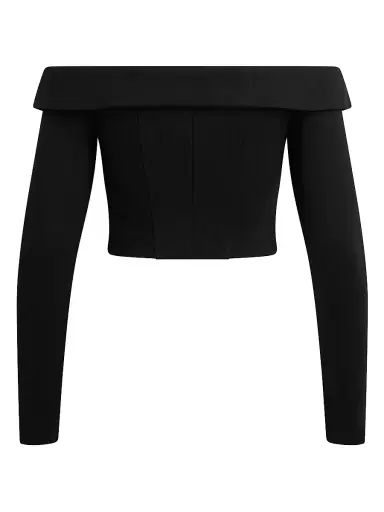 Favorite Daughter Women's The Payback Off-The-Shoulder Crop Top - Black - Size 8 | Thumbnail 5 Favorite Daughter Women's The Payback Off-The-Shoulder Crop Top - Black - Size 8 | Thumbnail 5