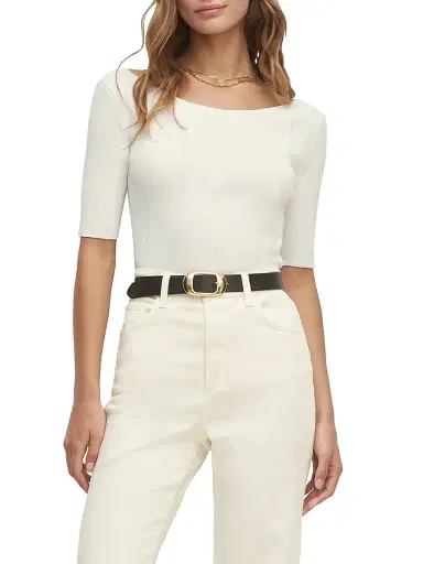 Favorite Daughter Women's The Behind The Scenes Rib-Knit Top - Ivory - Size XL | Thumbnail 4 Favorite Daughter Women's The Behind The Scenes Rib-Knit Top - Ivory - Size XL | Thumbnail 4