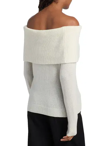 Saks Fifth Avenue Women's Cashmere Off-The-Shoulder Sweater - Frost White - Size XL | Thumbnail 5 Saks Fifth Avenue Women's Cashmere Off-The-Shoulder Sweater - Frost White - Size XL | Thumbnail 5