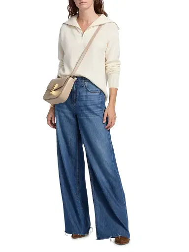 Saks Fifth Avenue Women's Cashmere Extended Polo Collar Sweater - Frost White - Size XL | Thumbnail 2 Saks Fifth Avenue Women's Cashmere Extended Polo Collar Sweater - Frost White - Size XL | Thumbnail 2