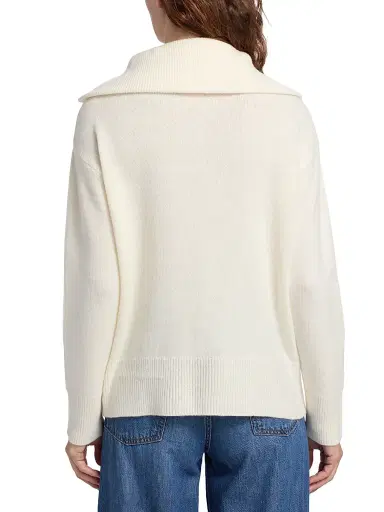 Saks Fifth Avenue Women's Cashmere Extended Polo Collar Sweater - Frost White - Size XL | Thumbnail 5 Saks Fifth Avenue Women's Cashmere Extended Polo Collar Sweater - Frost White - Size XL | Thumbnail 5