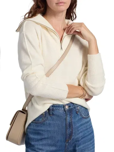 Saks Fifth Avenue Women's Cashmere Extended Polo Collar Sweater - Frost White - Size XL | Thumbnail 6 Saks Fifth Avenue Women's Cashmere Extended Polo Collar Sweater - Frost White - Size XL | Thumbnail 6