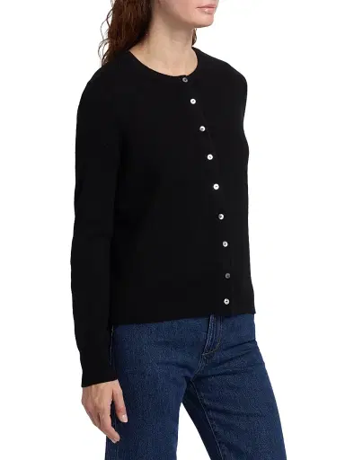 Saks Fifth Avenue Women's Cashmere Cardigan - Black - Size XL | Thumbnail 4