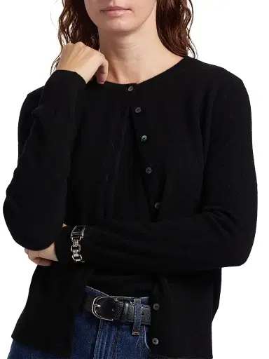 Saks Fifth Avenue Women's Cashmere Cardigan - Black - Size XL | Thumbnail 6