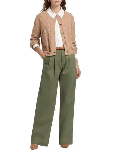 Saks Fifth Avenue Women's Cashmere Cable-Knit Cardigan - Warm Camel - Size XL | Thumbnail 2
