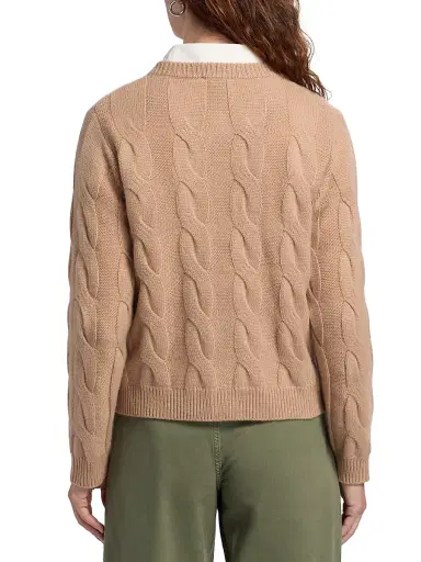 Saks Fifth Avenue Women's Cashmere Cable-Knit Cardigan - Warm Camel - Size XL | Thumbnail 5
