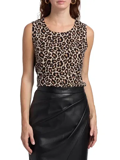 Saks Fifth Avenue Women's Leopard-Print Cashmere Sleeveless Top | Thumbnail 3 Saks Fifth Avenue Women's Leopard-Print Cashmere Sleeveless Top | Thumbnail 3