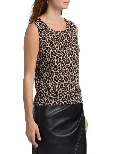 Saks Fifth Avenue Women's Leopard-Print Cashmere Sleeveless Top | Thumbnail 4 Saks Fifth Avenue Women's Leopard-Print Cashmere Sleeveless Top | Thumbnail 4