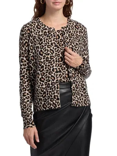 Saks Fifth Avenue Women's Leopard-Print Cashmere Cardigan - Leopard Print - Size XL | Thumbnail 3 Saks Fifth Avenue Women's Leopard-Print Cashmere Cardigan - Leopard Print - Size XL | Thumbnail 3