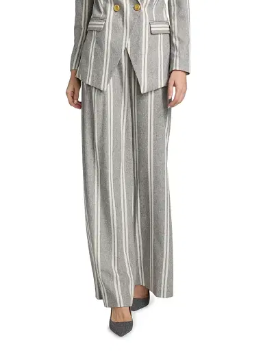 L'Agence Women's Allanah Striped Mid-Rise Pants - Grey Ivory Stripe - Size 2 | Thumbnail 3 L'Agence Women's Allanah Striped Mid-Rise Pants - Grey Ivory Stripe - Size 2 | Thumbnail 3